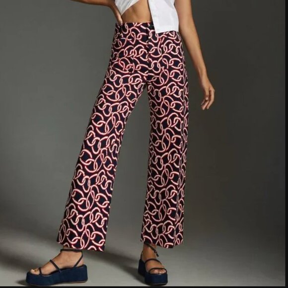 Anthropologie Pants - Anthropologie Maeve Colette Cropped Wide-Leg Pants Ponte Edition Navy Chain - 30